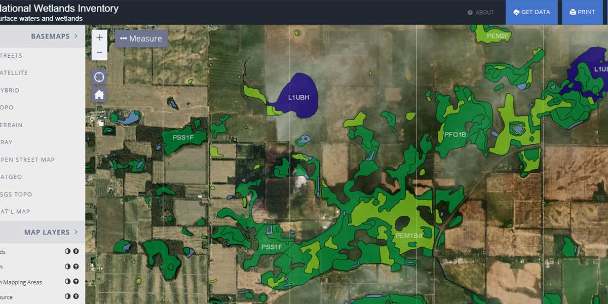 National Wetlands Inventory map