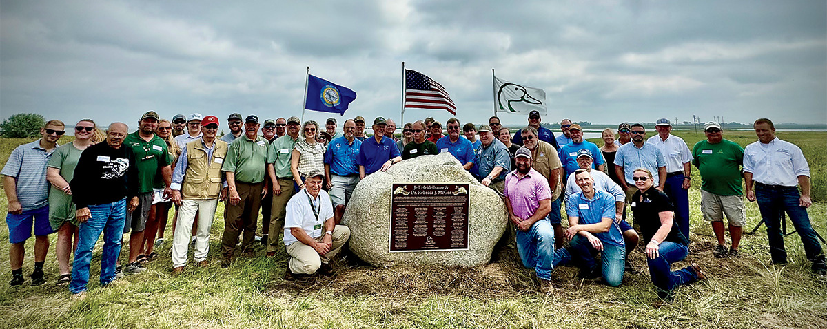 DU supporters gathered in South Dakota to honor Jeff Heidelbauer and his wife, Dr. Rebecca McGee.  Photo by Ducks Unlimited