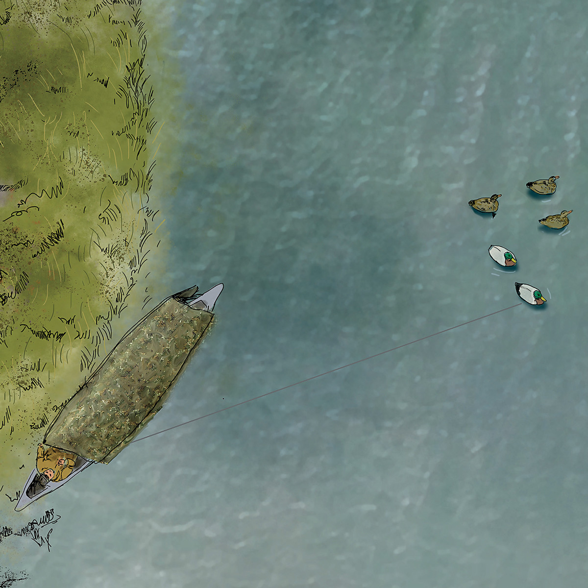 Illustration of Jerry Talton's North Carolina Dabbler Spread. Illustration by Gary Cox