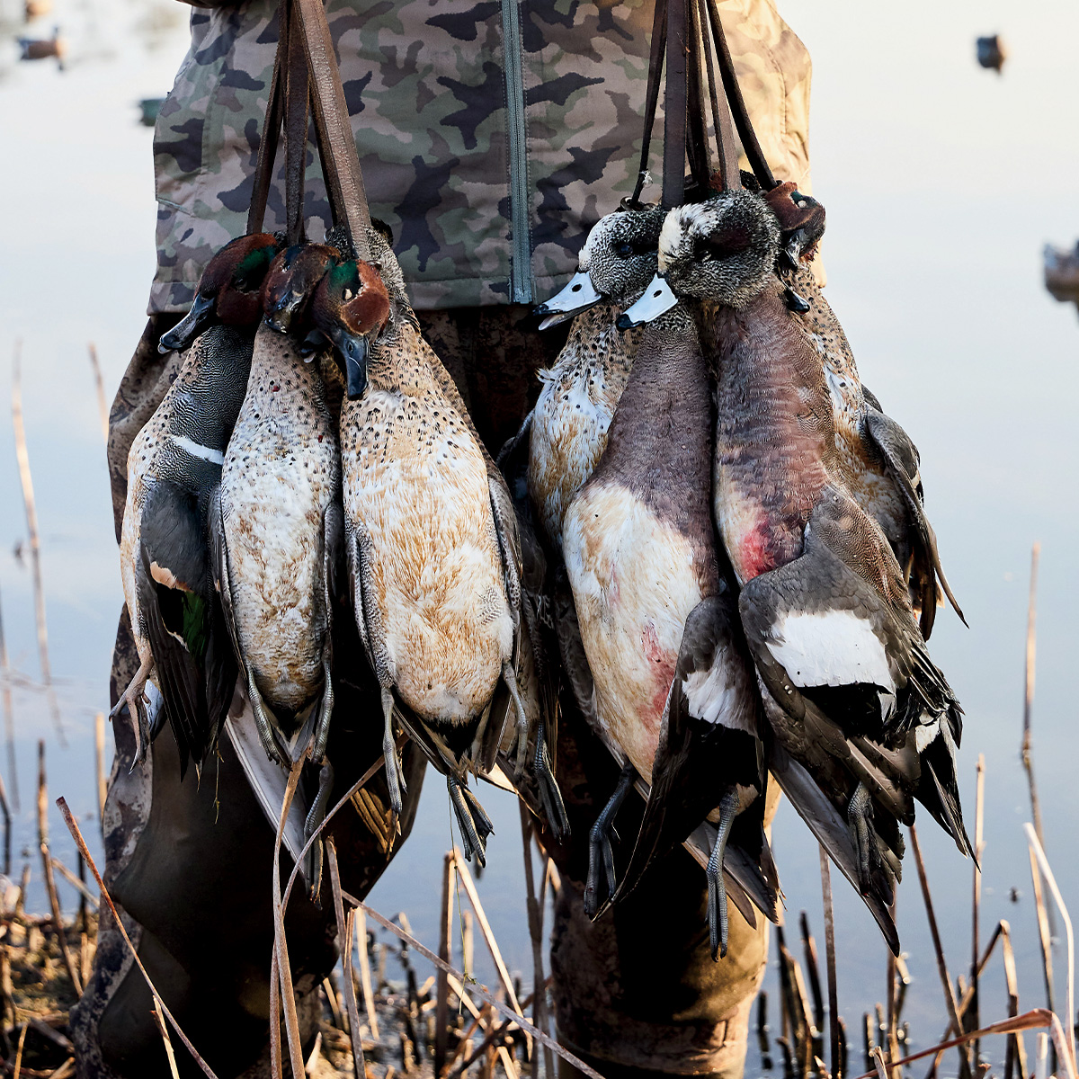 The author and fellow veteran Pete Klimek bagged full limits of wigeon and teal during their Lowcountry experience. Photo by Peter Frank Edwards