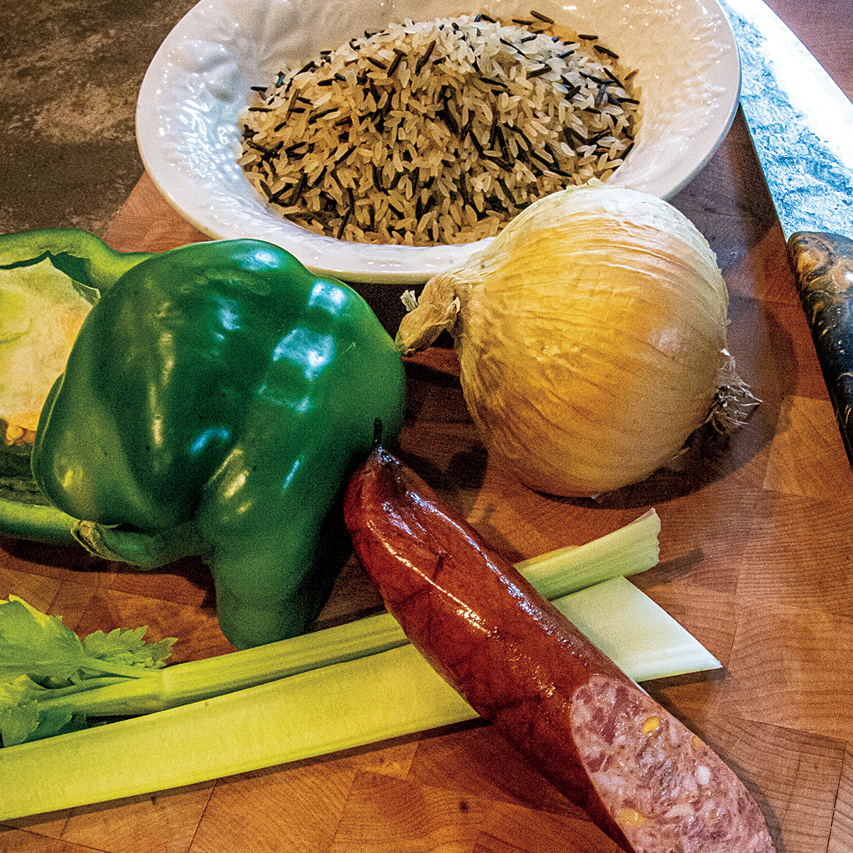 Cajun Dirty Rice with Duck Gizzards and Livers ingredients. Photo by John Hoffman, DU